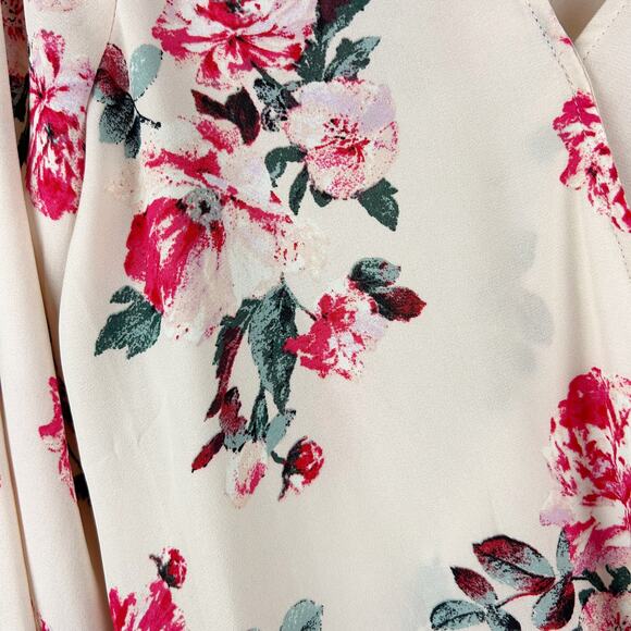 Cato Women's Dusty Pink Floral Wrap Top – Tie Front & Dolman‎ Sleeves, Size M - Picture 4 of 8